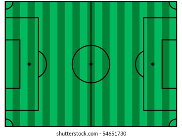 Soccer field, right proportion and field measures. Vector.