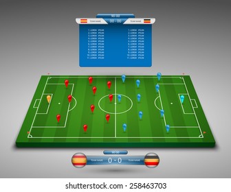 Soccer field with scoreboard,vector