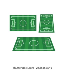 Soccer field set in flat deign, football stadium, horizontal and vertical background of green, vector illustration football ground
