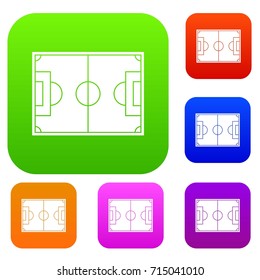Soccer field set icon color in flat style isolated on white. Collection sings vector illustration