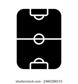 Soccer field set icon. Football pitch, goalposts, center circle, green turf, sports arena, playing field, team sport, match area.