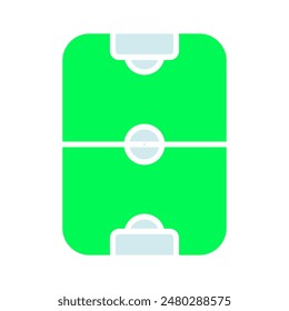 Soccer field set icon. Football pitch, goalposts, center circle, green turf, sports arena, playing field, team sport, match area.