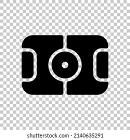 Soccer field, simple icon of football. Black symbol on transparent background