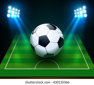 soccer field and spotlight, vector art and illustration.