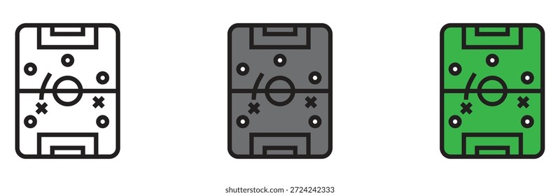 Ilustraciones de estrategia de campo de fútbol en blanco, gris y verde