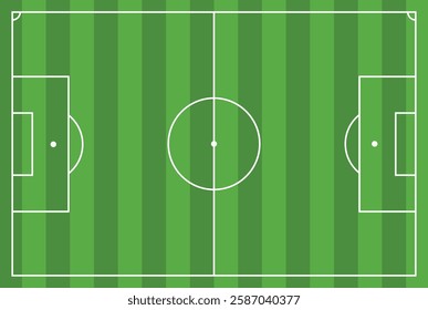 Soccer field with striped pattern - top view vector 