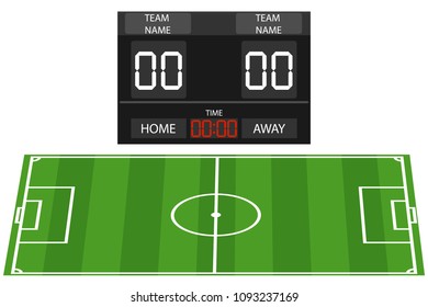 Soccer field, soccer field with tabloid tab. Football banner. Flat design, vector illustration, vector.