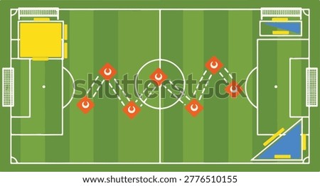 Soccer field tactics, training drill plan, sports strategy.