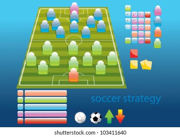 soccer field for team tactic.  football strategy formation