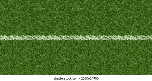 Soccer field texture top view, green lawn background with grass and white horizontal line markup. Sport arena, stadium for football game, competition, tournament, Realistic 3d vector illustration