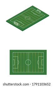 Soccer field. top and side view. vector