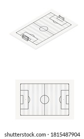 Fußballfeld. Draufsicht und Seitenansicht. Vektorgrafik