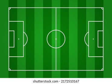 Soccer Field, Top View. Green European Football Field, Vector Template. 3D Sport Stadium. Grass Texture Sport Arena. Ball Player Court. Board Game Mockup