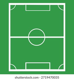 Ícone de visão superior do campo de futebol, diagrama de layout de campo de futebol verde para esportes App e design de interface