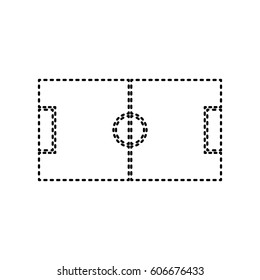 Soccer field. Vector. Black dashed icon on white background. Isolated.