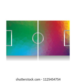 Soccer field. Vector. Colorful icon with bright texture of mosaic with soft shadow on white background. Isolated.