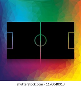 Soccer field. Vector. Flat style black icon on white.