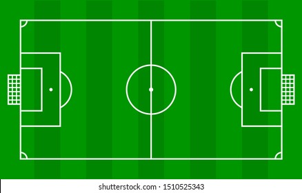 Soccer Field Vector, Football Field In Top View, Football Ground For Soccer Sport Infographics, Illustration Soccer Field For Background, Football Stadium With Green Grass Simple Flat Style