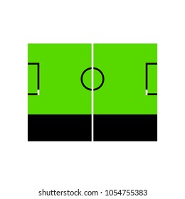 Soccer field. Vector. Green 3d icon with black side on white background. Isolated.