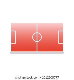 Soccer field. Vector. Reddish icon with white and gray shadow on white background. Isolated.