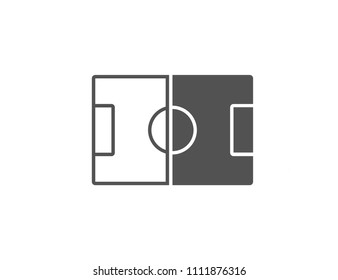 Soccer field web icon isolated on white background, top view
