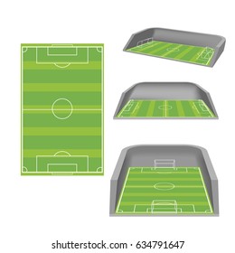 Soccer Field White Isolate Stadium Vector