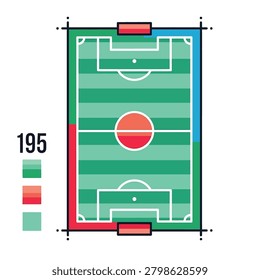 Soccer field with white lines markings