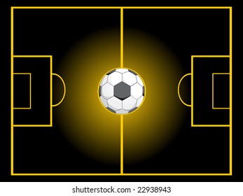 soccer field with white lines on grass, illustration