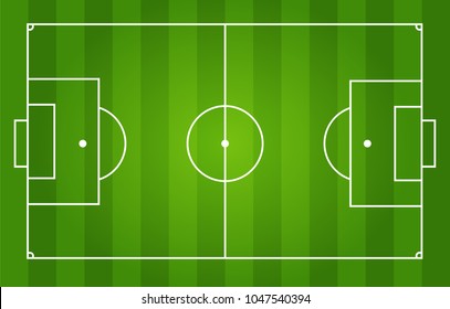 Soccer Field With White Markings And Realistic Grass, Top View.Vector