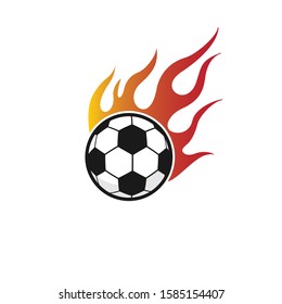 Soccer Fire Logo Template Design Vector,  Football fireball cartoon icon. Fast ball logo in motion isolated.