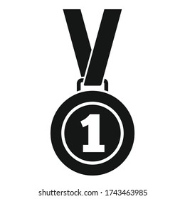 Soccer first place medal icon. Simple illustration of soccer first place medal vector icon for web design isolated on white background