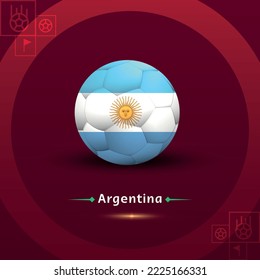 Soccer and flag Argentina, group C, background red, vector