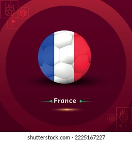 Soccer and flag France, group D, background red, vector