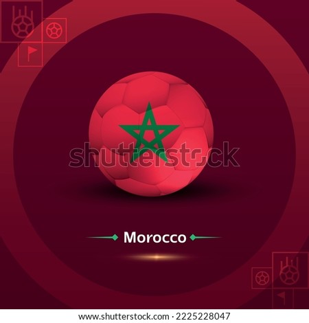 Soccer and flag Morocco, group F, background red, vector Foto stock © 