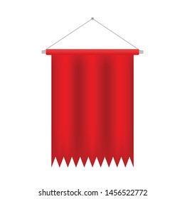 Soccer Flag Pennant Vector. Red Wall Hanged Pennant Template. Realistic Pennant Template. Blank 3D Flag. illustration isolated on white background