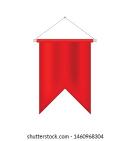 Soccer Flag Pennant Vector. Red Wall Hanged Pennant Template. Realistic Pennant Template. Blank 3D Flag.