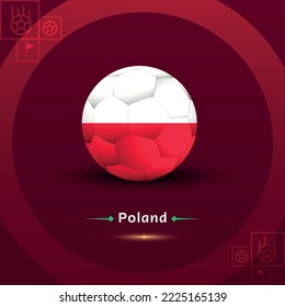 Soccer and flag Poland, group C, background red, vector
