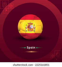 Soccer and flag Spain, group E, background red, vector