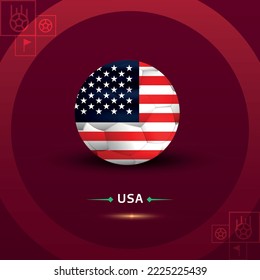 Soccer and flag USA , group B, background red, vector