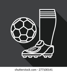 soccer flat icon with long shadow, line icon