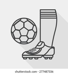 soccer flat icon with long shadow, line icon