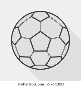Soccer flat icon with long shadow, line icon