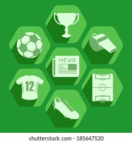 Soccer flat icons set