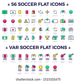 Soccer flat and minimalistic icon set with football video assistant referee icons Vector Illustration Signs and symbols