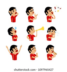 Soccer Follower emotions. Vector illustration. Football supporter. 