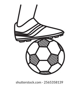 soccer, foot steps on the ball, simple black and white logo