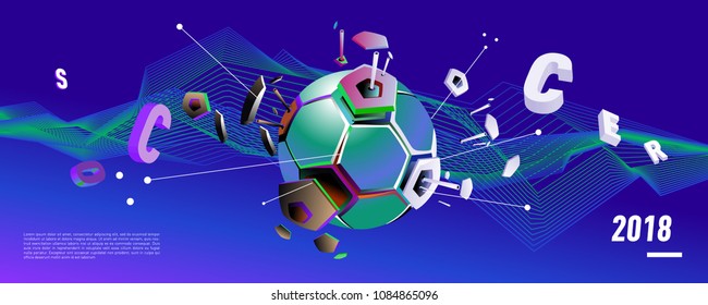 Soccer and footbal digital web banner and poster. Design template and background for news and sports.