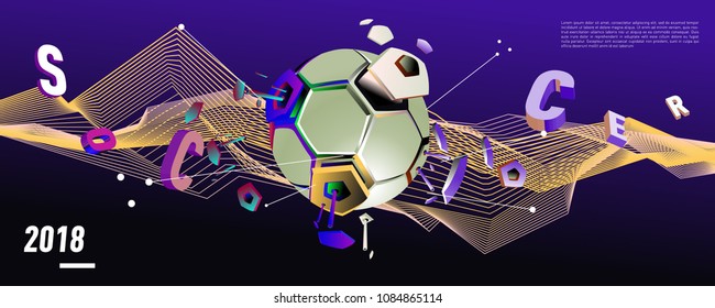 Soccer and footbal digital web banner and poster. Design template and background for news and sports.