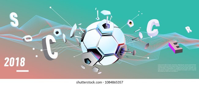 Soccer and footbal digital web banner and poster. Design template and background for news and sports.