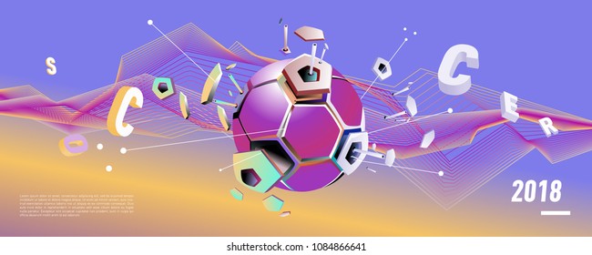 Soccer and footbal digital web banner and poster. Design template and background for news and sports.